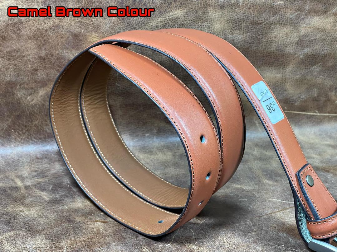 Real Cow Leather Single Stictch Belt Brown