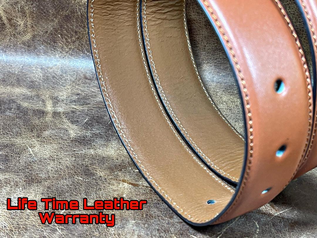 Real Cow Leather Single Stictch Belt Brown