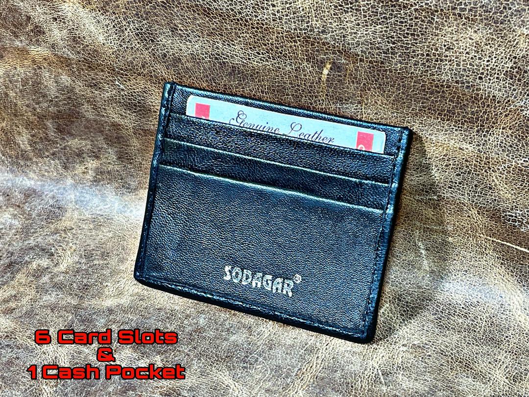 Premium Unisex Leather Wallet with 6 Card Holder Pockets Black