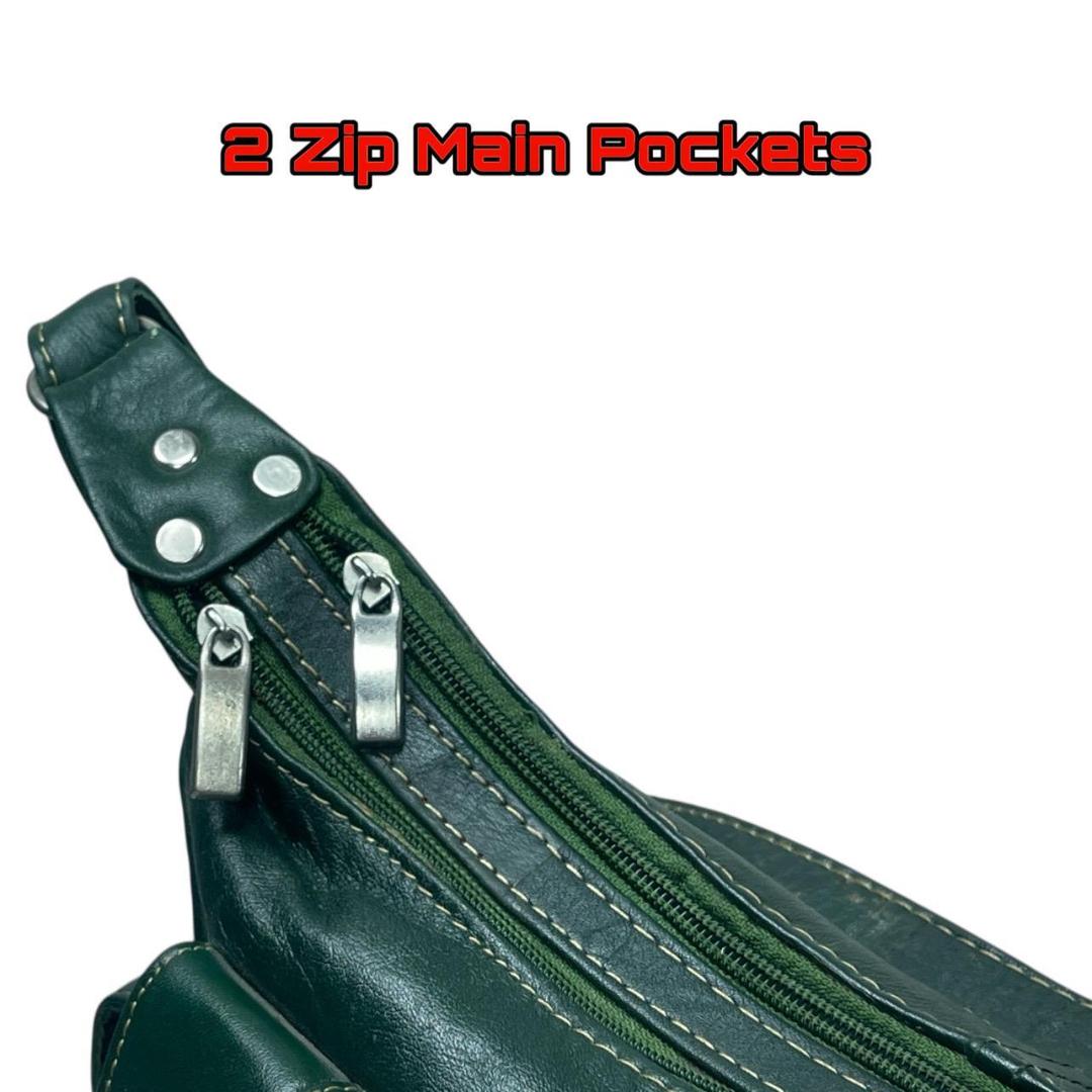 Women's Leather Sheep Plain Hand Bag, Green
