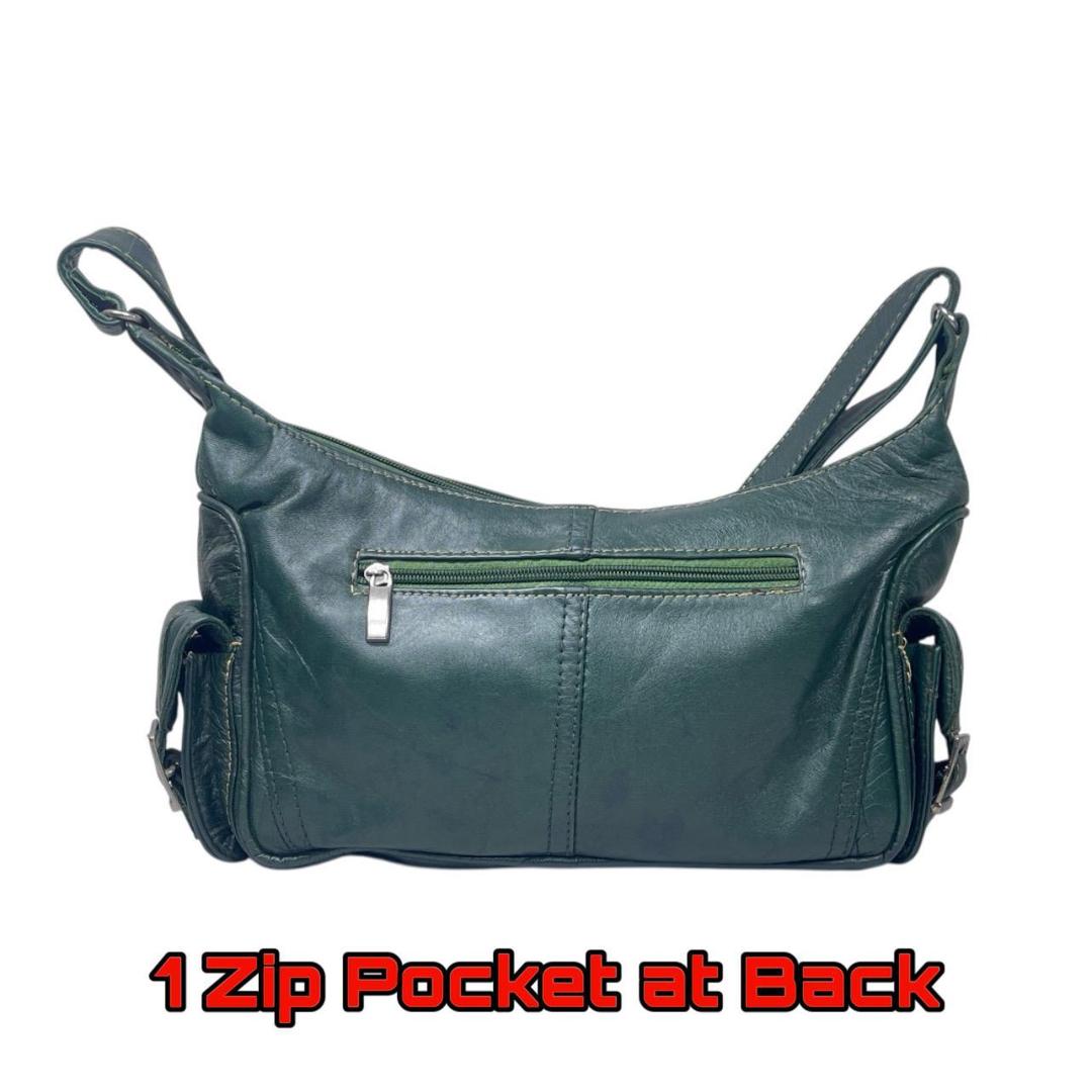 Women's Leather Sheep Plain Hand Bag, Green