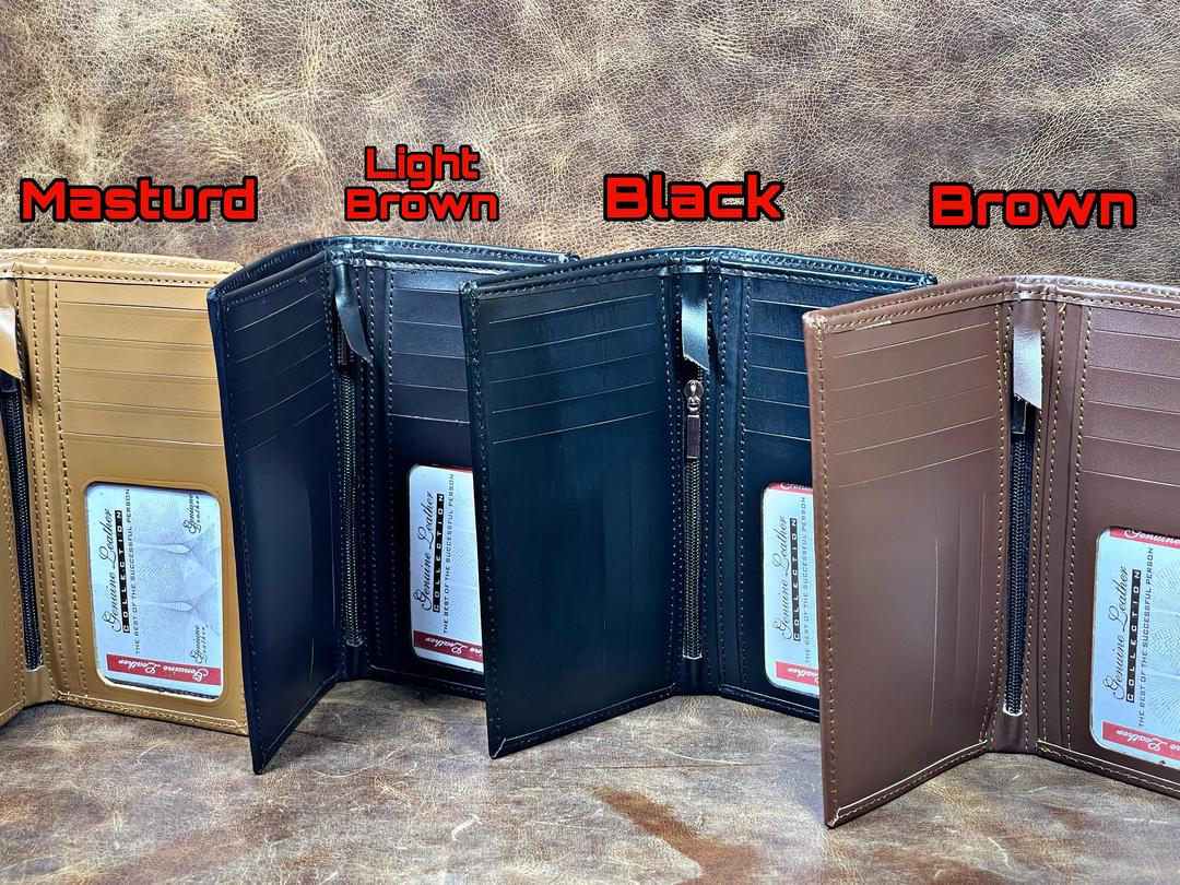 Men's Leather Bi-Fold Wallet - Stylish & Slim Design (1 Pc)